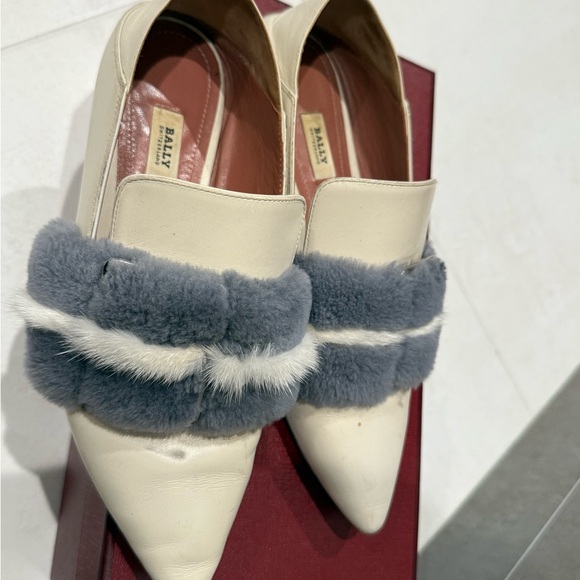 Bally Hamelia Ladies Bone Calf Leather Fur Pumps In US 6 (pre-owned) - Picture 5 of 6